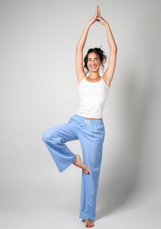 cozy linen pants blue